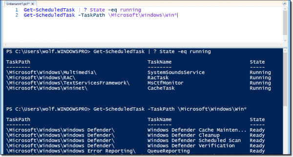 Displaying task location and status with Get ScheduledTask