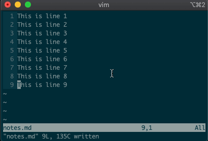 Copying line 3 to 5 with `:3copy5`