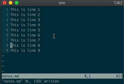 Moving line 3 to 5 with `:3m5`