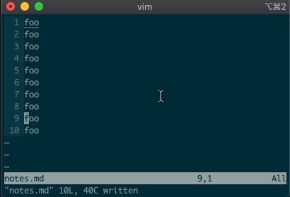 Replace foo with bar on all lines with `:%s/foo/bar/g`