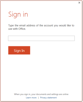 A screenshot of a sign-in window that lets you decide whether to use a Microsoft account or Organization ID to sign-in. A screenshot of a sign-in window that lets you decide whether to use a Microsoft account or Organization ID to sign-in.