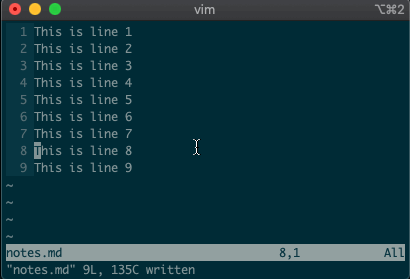 Deleting line 3 with `:3d`