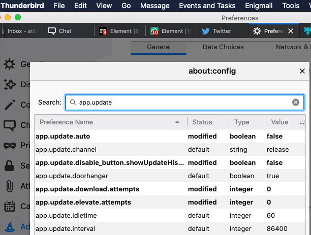 Thunderbird - Pref - Adv - General - Config-Editor - app.update.auto