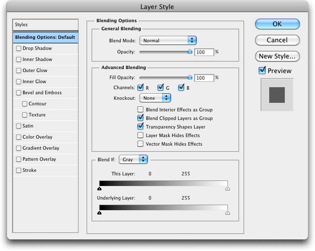 Luminance Blending – Default Settings